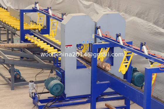 Fully Automated Timber Sawmill Line Double Head Bandsaw Twin Vertical Sawmills