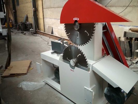 woodworking machinery of heavy duty twin blades circular sawmill with log carriage