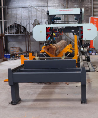 Hydraulic Wood Cutting Portable Sawmill Horizontal Band Saw Mill with automatic log turner