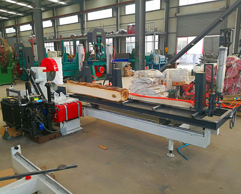 7.5KW 400mm Twin Blade Circular Sawmill Sliding Table Saw Machine Diesel Powered