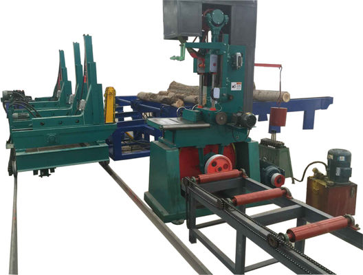 Industrial Wood Vertical Band Saw Sawmill Machine With Trolley with hydraulic log turner