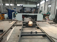 Log harvester cutting portable horizontal band sawmills with diesel engine