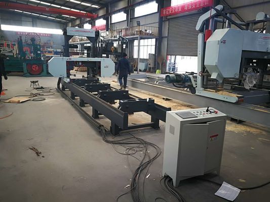 wood portable sawmill band sawing machine, electric horizontal log cutting bandsaw mill