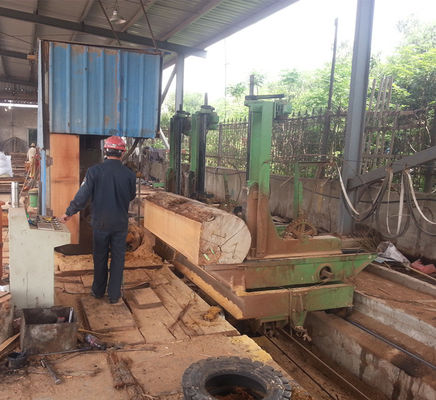 Industrial Wood Vertical Band Saw Sawmill Machine With Trolley with hydraulic log turner