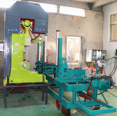 Industrial Wood Vertical Band Saw Sawmill Machine With Trolley with hydraulic log turner