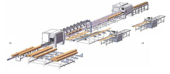 Automatic Round log cutting Multi Blade Circular Rip Saw Production Line