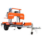 Gasoline Power Forestry Portable Band Sawmill with Mobile Trailer for Log cut