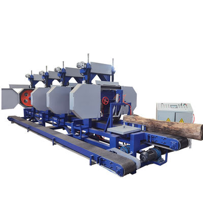 Multiple heads wood timber logs cutting machine horizontal band sawmill