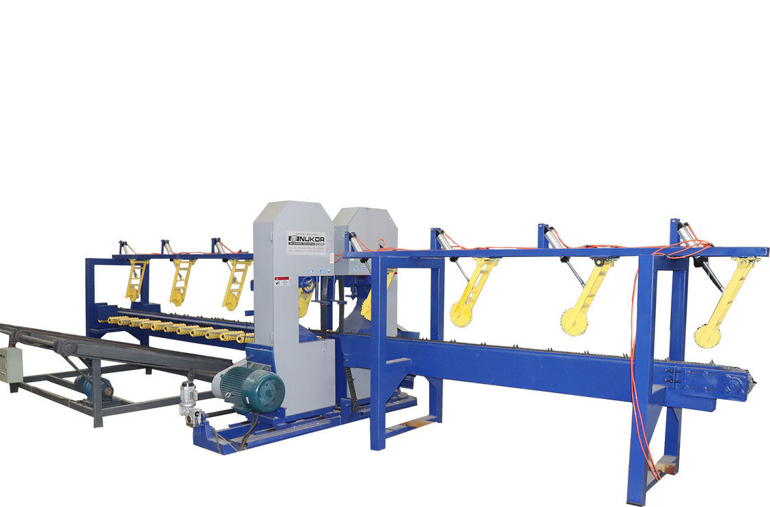 CNC Twin Vertical Band Saw sawmill equipment for cutting wood log into square timber