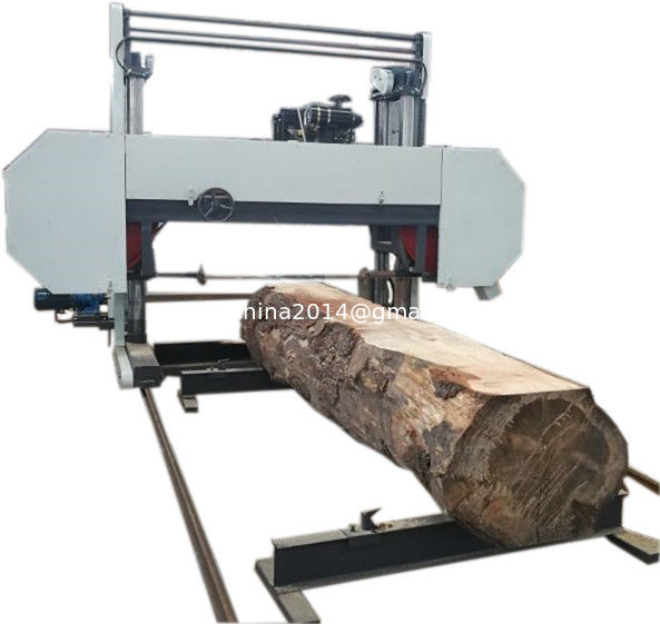 Big horizontal diesel wood saw mill / Heavy duty horizontal cutting large bandsaw mills