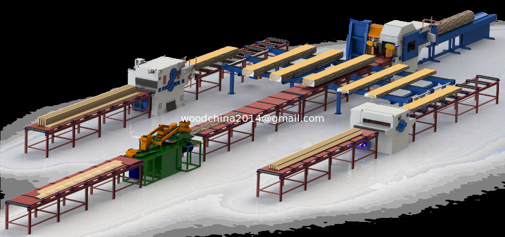 Woodworking Multi Rip Saw Round Log Multi Blades Ripsaw Machine Production Line