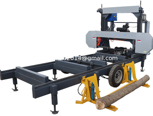 Gasoline Hydraulic Wood Portable Sawmill Machine With Mobile Trailer