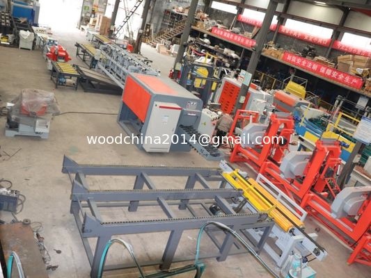 Double Spindle Multiple Blades Rip Saw, Multi RipSaw Production Line for Round log Cutting