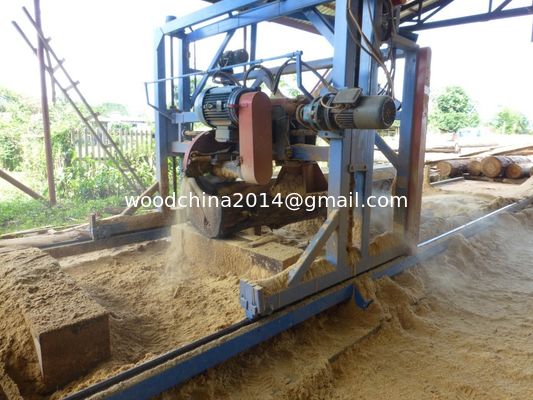 Portable Circular Sawmill, Double Saw Blade Angle Sawmill Cutting Log