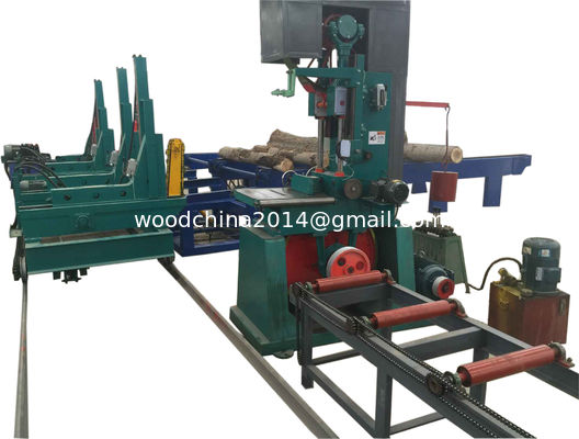 Industrial Wood Vertical Band Saw Sawmill Machine With Trolley with hydraulic log turner