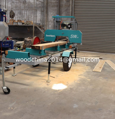 Wood cutting saw machines gas / diesel / electric portable wheels trailer sawmill ,horizontal bandsaw sawmill machine