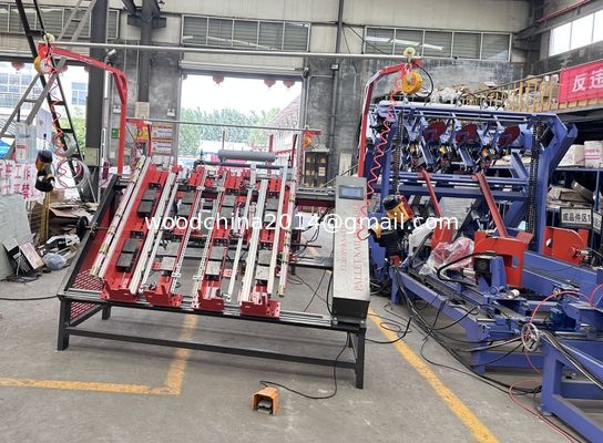 Block Making Pallet Nailing Machine Euro Style Pallet Nailer With 2 Nail Guns