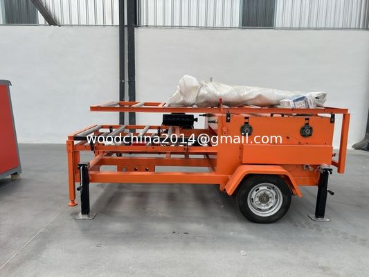 27HP Petrol powered Automatic Twin Blade Board Cutting Wood Edger Saw Machine with wheels for mobile