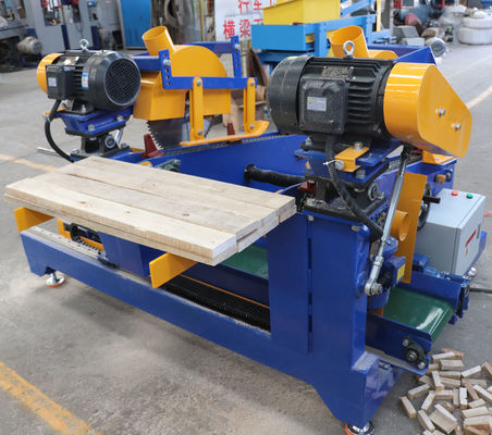Pallet Wood Block Cutting Industrial Wood Cut Off Saw Double Head Trim Saw Machine