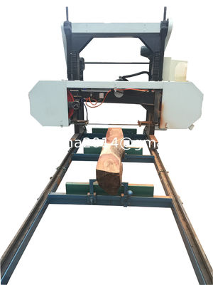 Log harvester cutting portable horizontal band sawmills with diesel engine