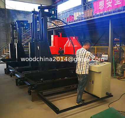 vertical band sawmill with CNC carriage automatic wheel wood cutting saw machine