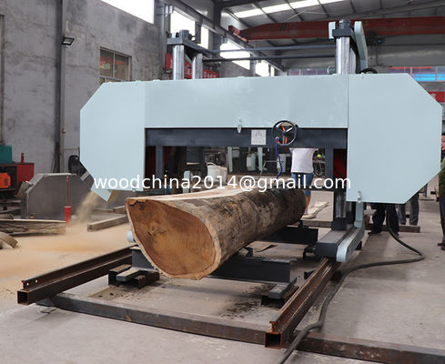 Big wood log bandsaw sawmill, Heavy duty bandwheel diesel sawing mill machine with rails