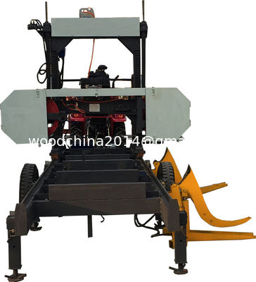 Mobile diesel horizontal wood cutting bandsaw sawmill machine portable sawmill for sale