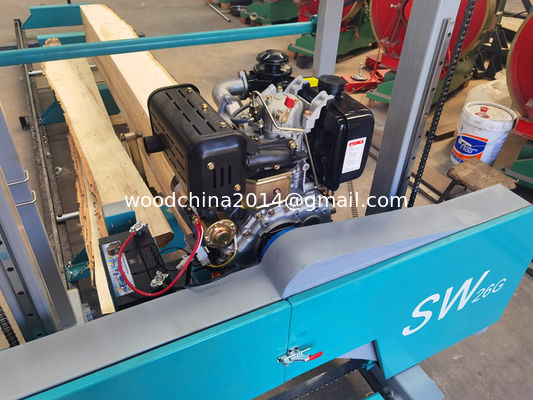 SW26G Wood Portable Sawmill Gasoline Milling Bandsaw 480mm Wheel Dia