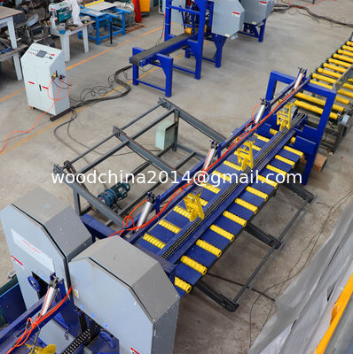 Full Automatic Vertical Log Cutting Band Saw Production Line,Twin Bandsaw Sawn Timber Sawmill Line