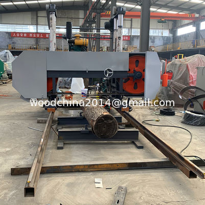 Industrial Diesel Electric Bandsaw Mill Wood Horizontal Mobile Portable With Trailer